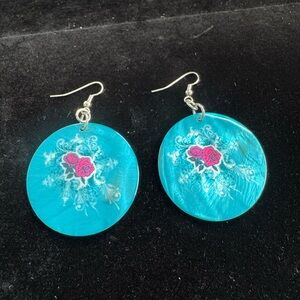 Vintage Y2K Art Deco Moonstone Iridescent Rose Shell Earrings